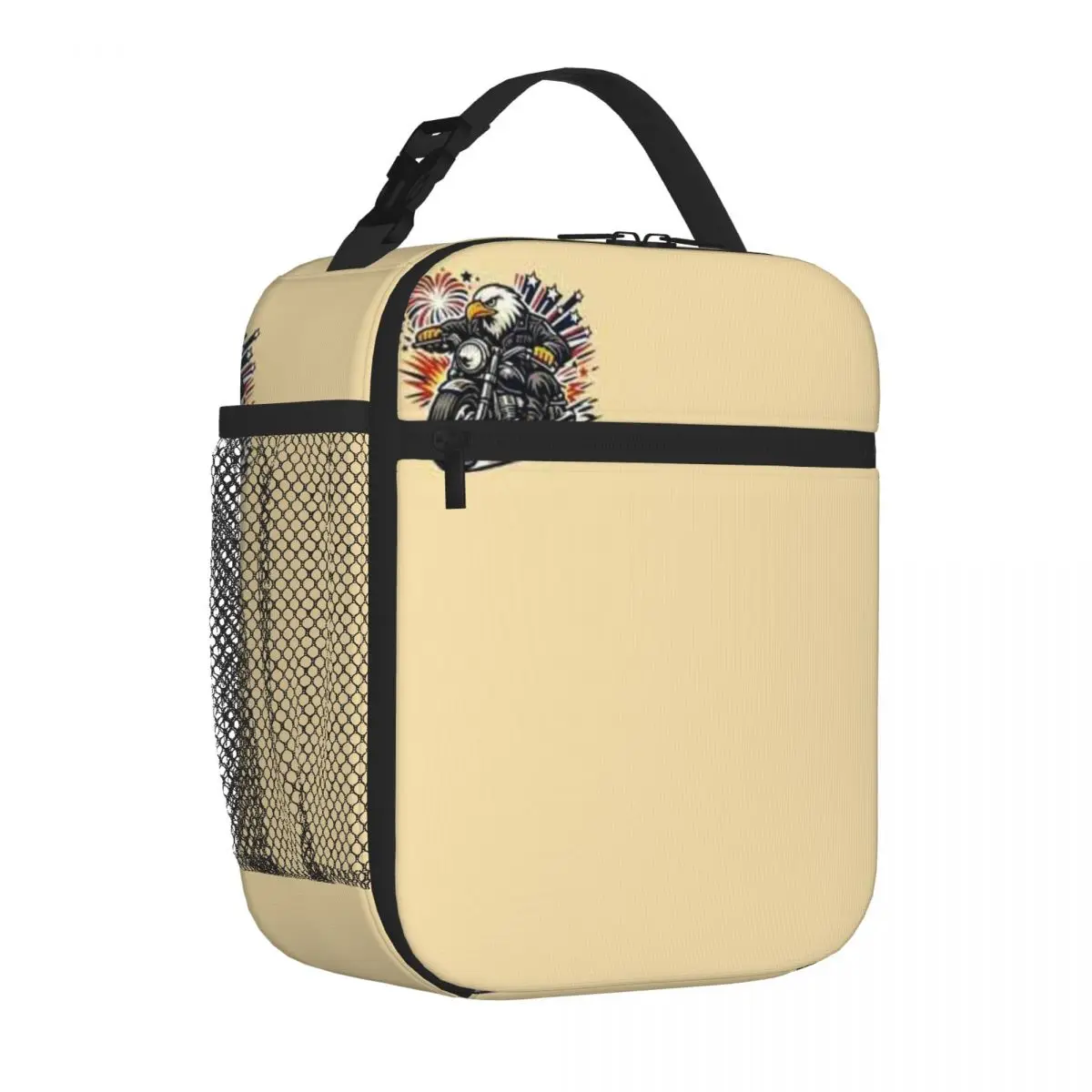 Bestselling Bald Eagle Rider America 250th Anniversary Art Earthy Tone Food Cooler Bag Lake Picnic Travel Lunch Bag