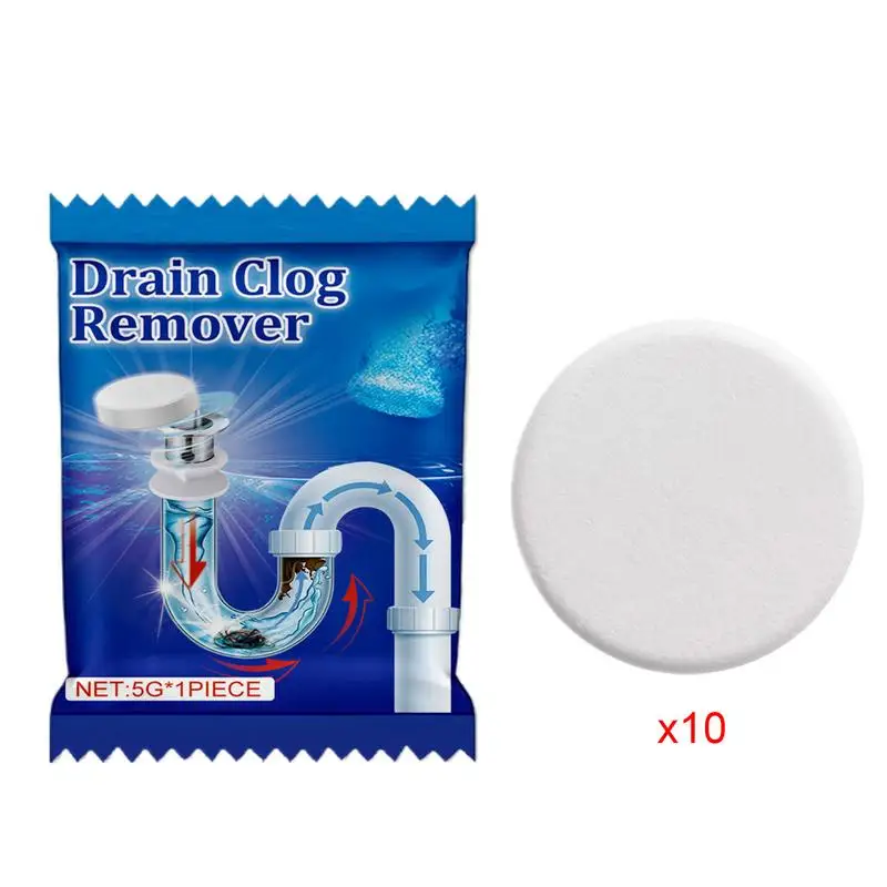 Hair Drain Clog Cleaner 10X Pipe Dredging Tablets Drain Odor Eliminator Effervescent Tablets For Sink Tub Toilet Shower Kitchen