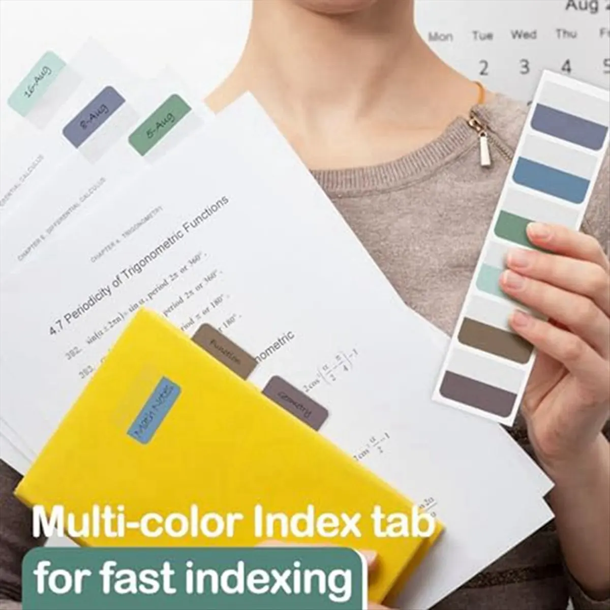 ABJS Sticky Index Tabs Multicolor Self-Adhesive Book Tabs 1.8 x 1.1 Inch Writable Page Tabs Transparent for NotebooksFiles