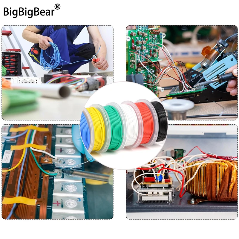 Flexible Silicone Wire In Roll 30/28/26/24/22/20/18/16AWG Kit Silicone Rubber Insulated Tinned Copper 600V Heat-resistant Cable