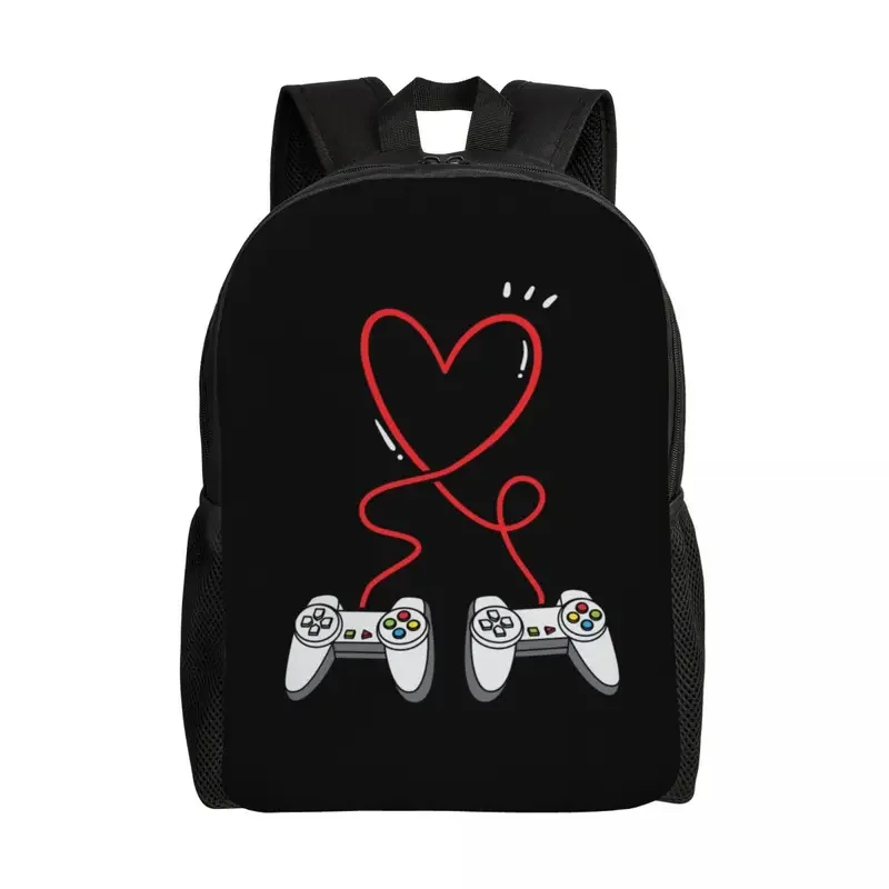 Benutzer definierte Nostalgie Gamer Controller Herz Rucksack für Frauen Männer College School Student Bücher tasche Videospiel Geek Gaming Taschen