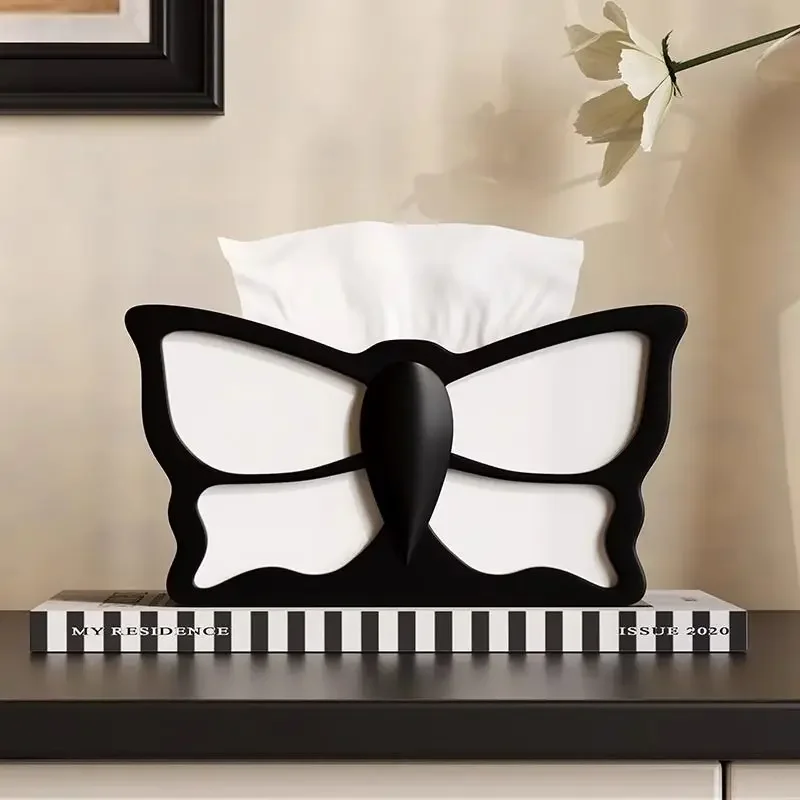 

Butterfly Resin Tissue Boxes Magnetic Attraction Luxury Black Napkin Holder Organizer Boxes Dining Room Napkin Box Home Decor