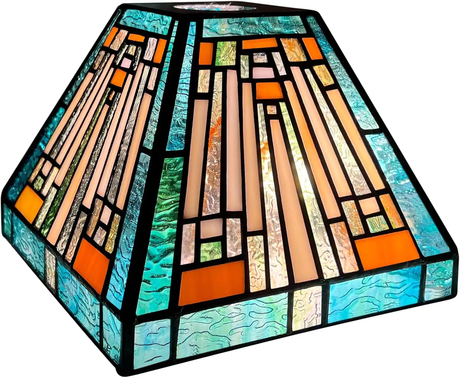 

Запасной плафон для лампы Тиффани, 7 дюймов в ширину, зеленый/янтарный, в стиле Миссия, из витражного стекла, для подвесных светильников