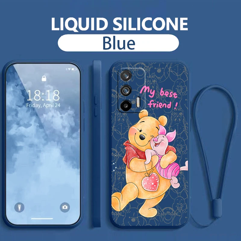 Winnie The Pooh Friends For OPPO Realme GT Neo 5 GT 3 2 C55 33 35 30 S 240W SE Neo3 2 Q5 3 5g Liquid Rope Phone Case