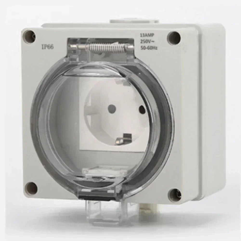 IP66 Outdoor Waterproof Socket EU-style Rainproof Switch Socket Charging Outlet For Test Measurement Tool Accessory