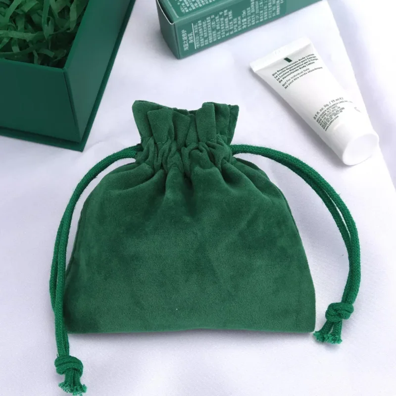 Green Velvet Gift Bags 7x9cm 9x12cm 15x21cm pack 50 Jewelry Drawstring Pouches Eyelashes Makeup Dust Sack