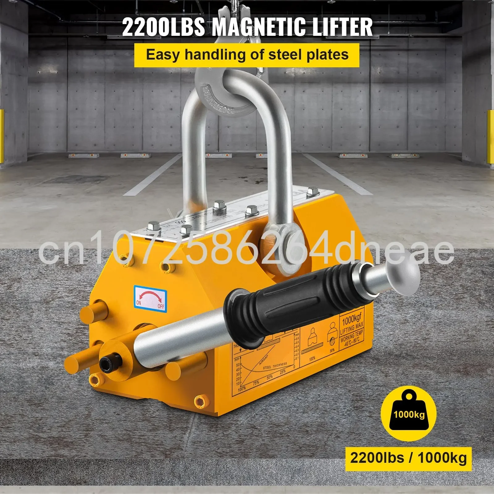 1000 KG Steel Magnetic Lifter Heavy Duty Crane Hoist Lifting Magnet