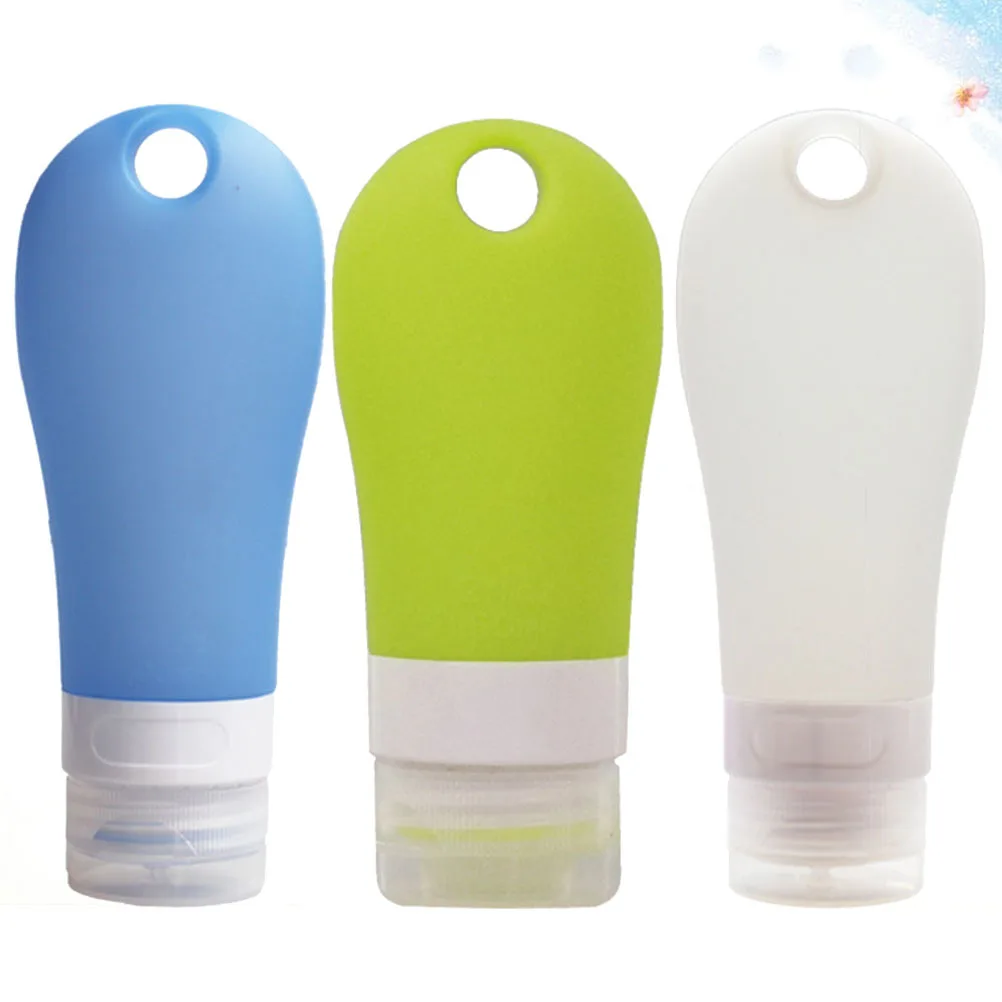 

3Pcs Silicone Refillable Bottles Travel Empty Dispenser Portable Squeeze Multifunctional Container 60Ml Leakproof