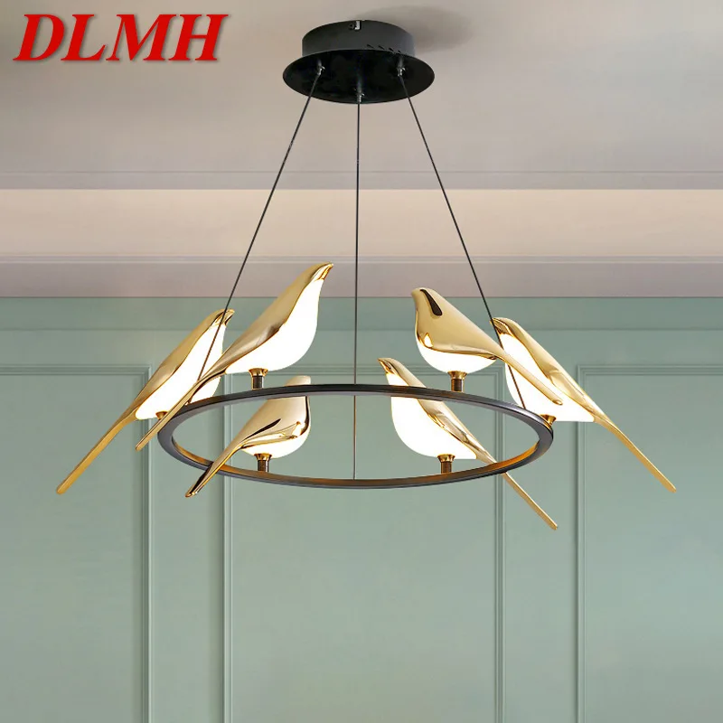 DLMH Nordic Pendant Lamp Modern Vintage Round LED Bird Light Creative Design Decoration For Living Dining Room Bedroom