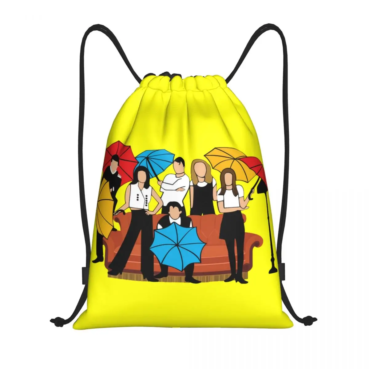 Mochila de almacenamiento con cordón para hombre y mujer, bolso deportivo ligero con diseño de serie de TV personalizable Friends, ideal para gimnasio