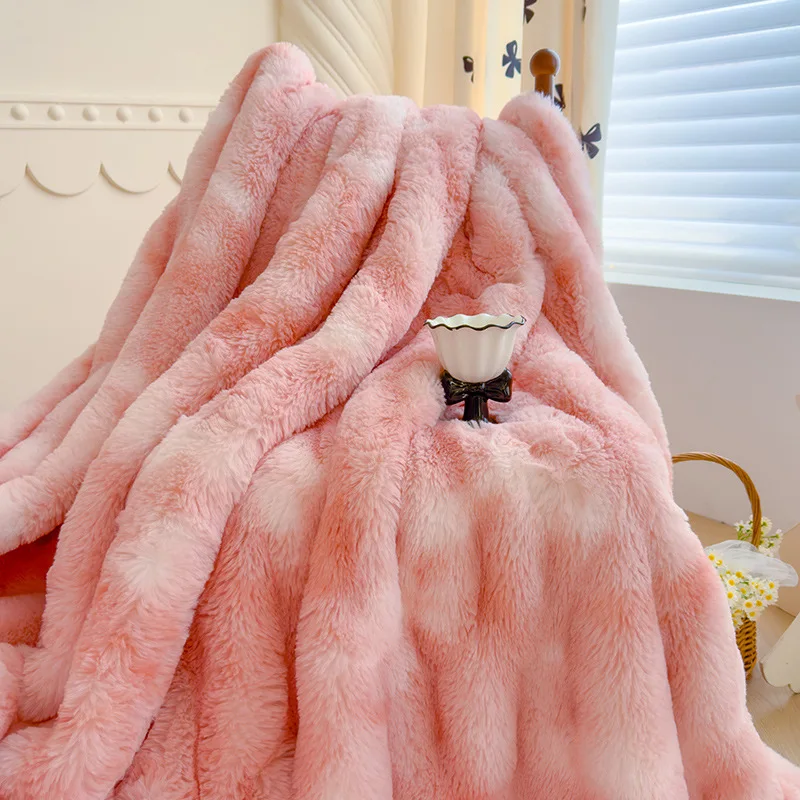 Imitation Rabbit Fur Blanket Thick Blanket for Bedroom Living Room Sofa Shawl Blanket Soft Skin-friendly Double-faced Fleece