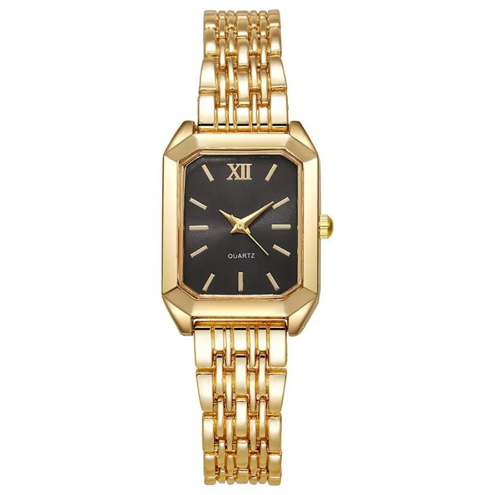 Fashion Stainless Steel Quartz Watches Folding buckle Quartz Women Wristwatch Square Business Strap Watch Women