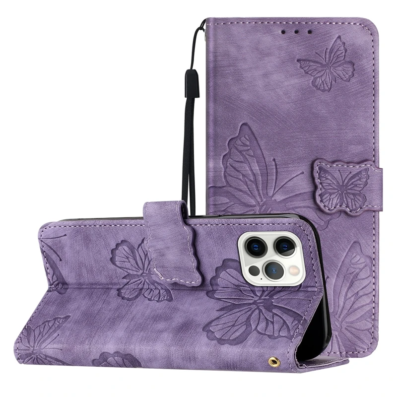 3D Butterfly Matte Leather Wallet Case on For TCL 40 XL 40XL TCL 40 SE 40R Case For TCL 403 408 405 406 Flip Stand Phone Cover