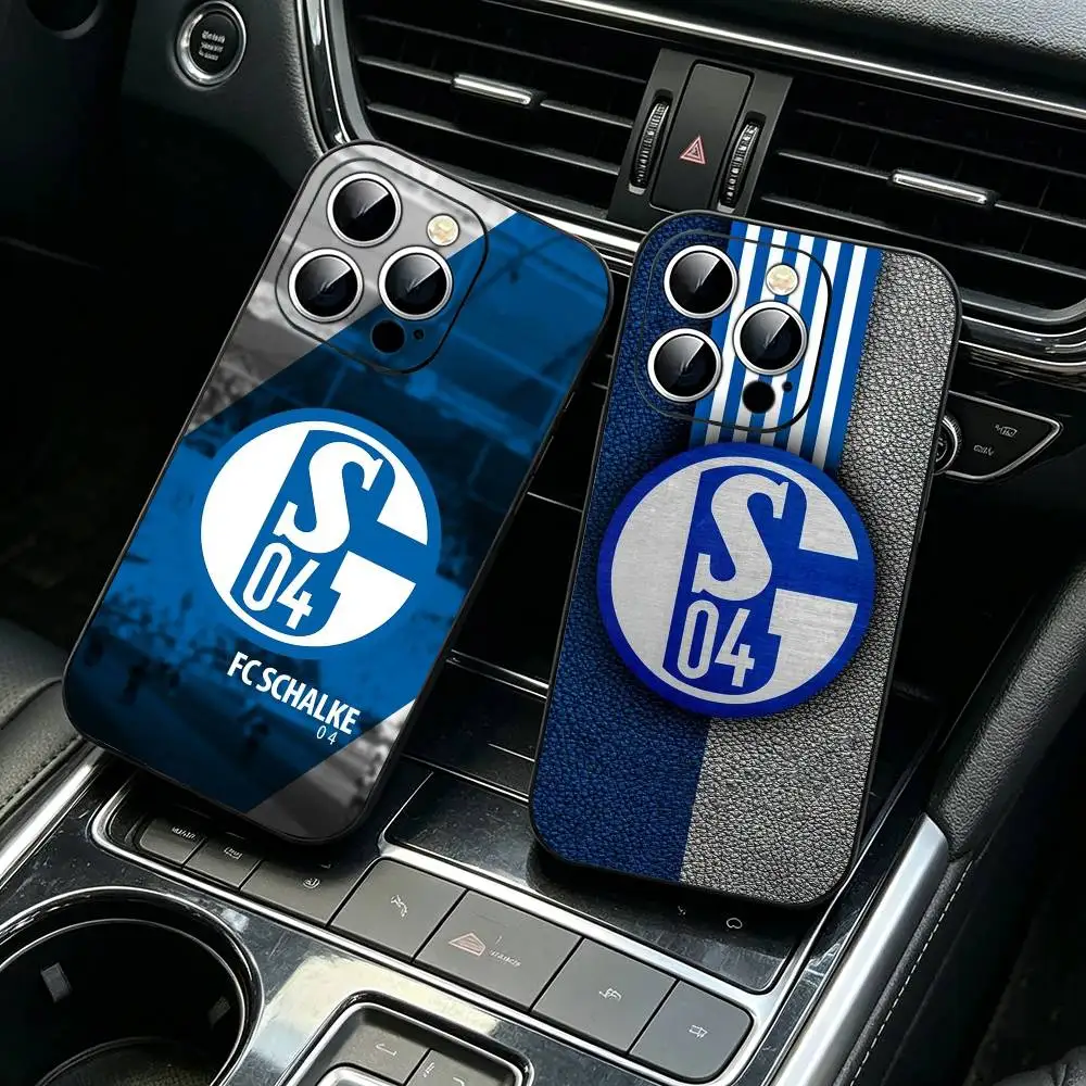Чехол Team S-Schalke-s 04 Soft Black Shockproof для iPhone 17, 16, 15, 14, 13, 12, 11, XS, Plus, Pro Max