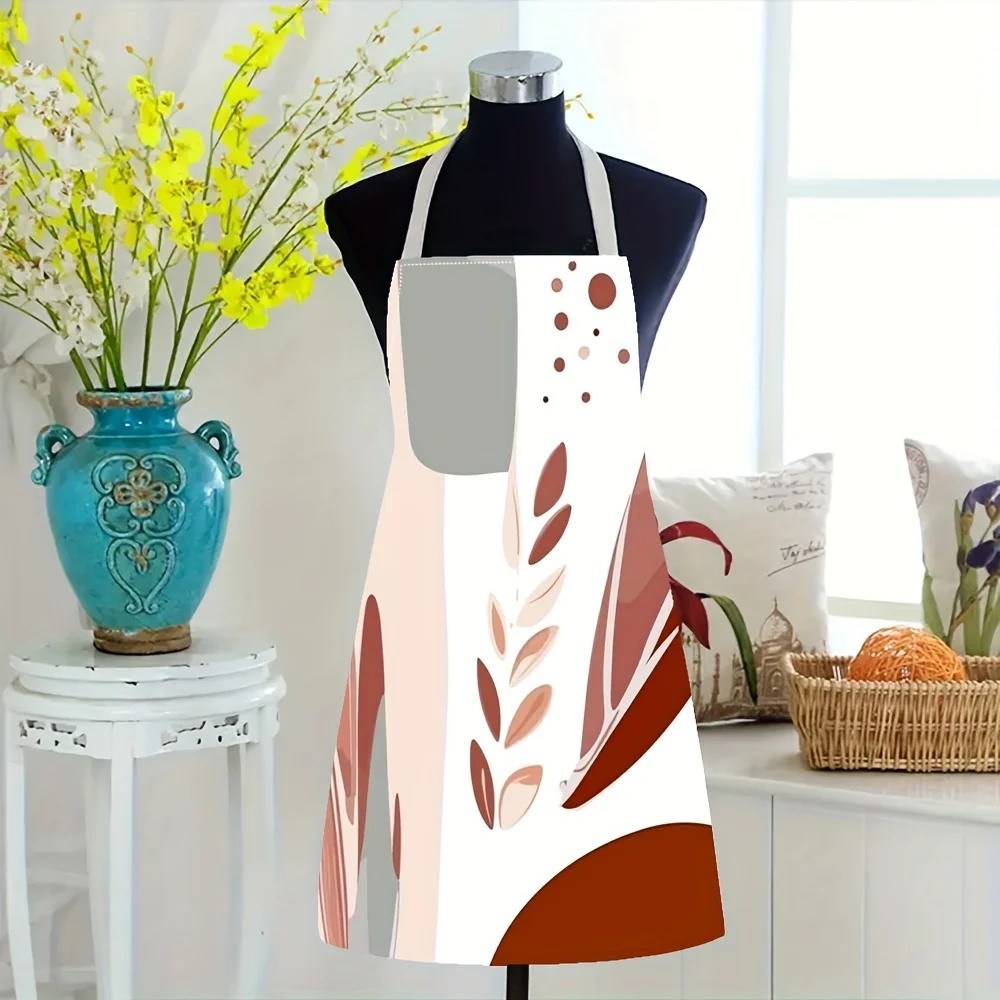

Современный абстрактный фартук с ботаническим принтом – мягкий лен, можно стирать в машине, стильный декор для кухни и дома, для готовки, выпечки или в качестве подарка.