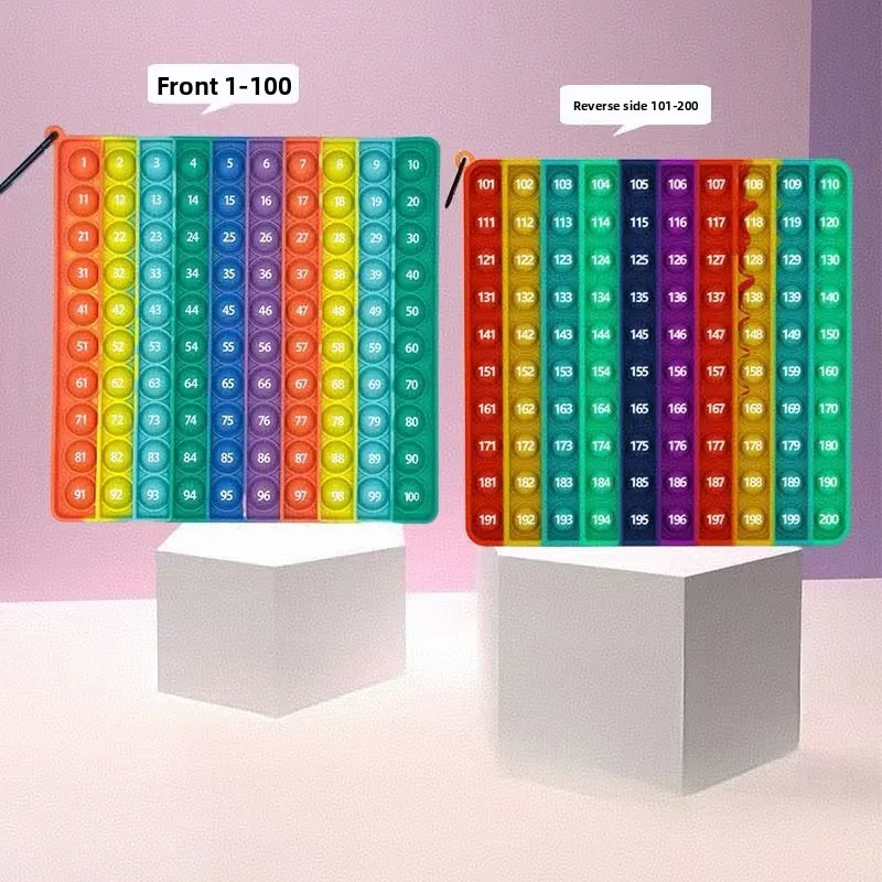 1-200 cijfers tellen wiskundespeelgoed regenboog siliconen push bubble educatieve wiskundespellen speelgoed voor kleuters