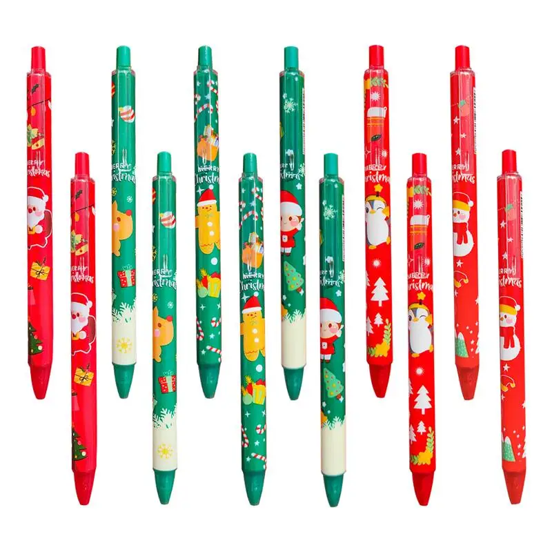 12pcs Christmas Themed Gel Pens Lovely Signature Pens Christmas Gel Pens Stationeries Office Signature Pens (Random Color)