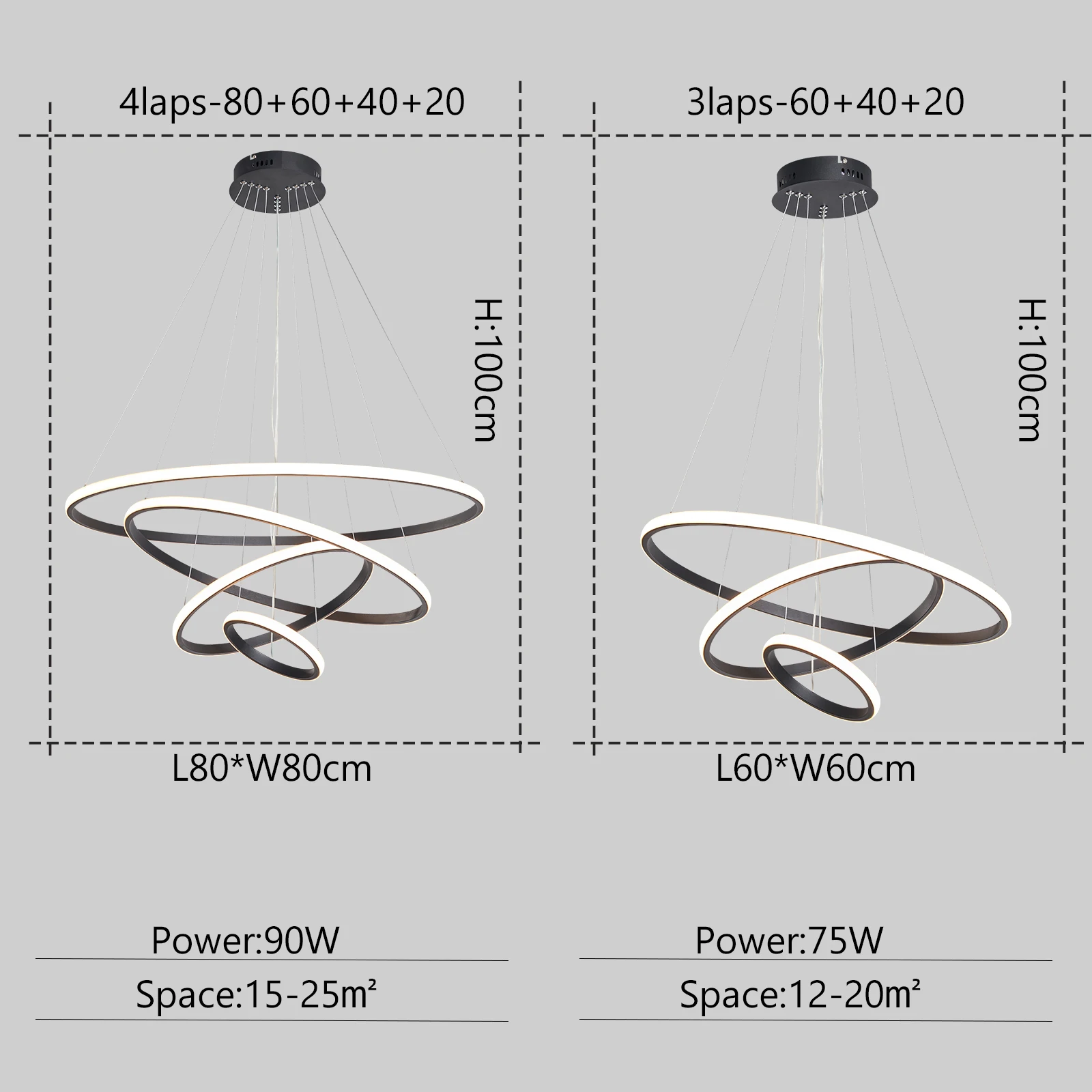 Imagem -02 - Neo Gleam-modern Cromado Luzes Led Pingente Lâmpada Pendurada para Sala de Estar Sala de Jantar e Cozinha Anéis Circel