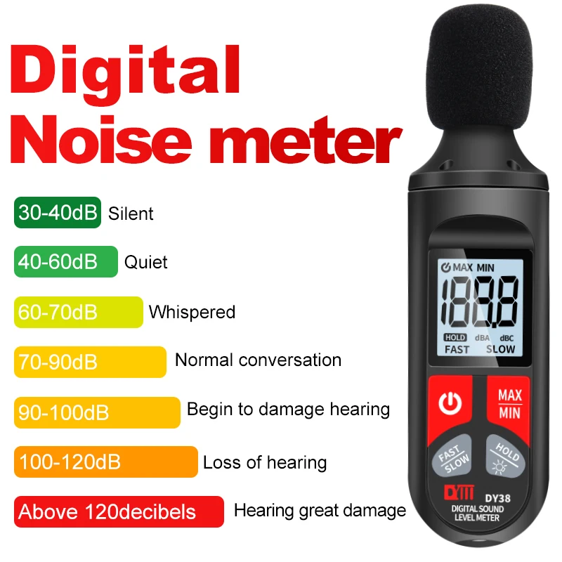 Imagem -06 - Digital Som Nível Medidor Nível de Áudio Sonometro Decibel Portátil Medidor de Ruído 30db 130db
