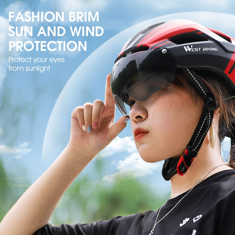 WEST BIKING Bicycle Helmet MTB Road Cycling With Taillight Helmets Integrally-molded Safety EPS+PC Ultralight Sport Bike Helmet