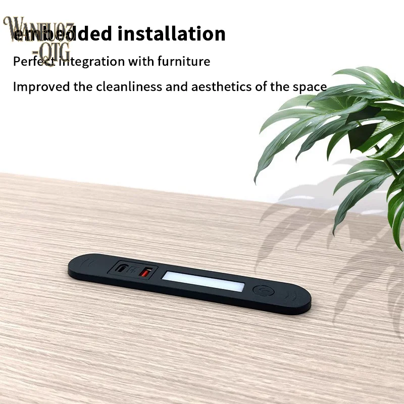 Multi-function Embedded Night Light Socket Hidden USB And Type-C Charging Socket With Led Light For Bedside Table Sofa Furniture