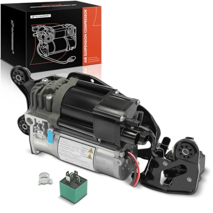 

Air Suspension Compressor with Bracket for BMW X5 2014-2018 X6 2015-2019, Aluminum Housing, Black, High-Efficiency Replacement