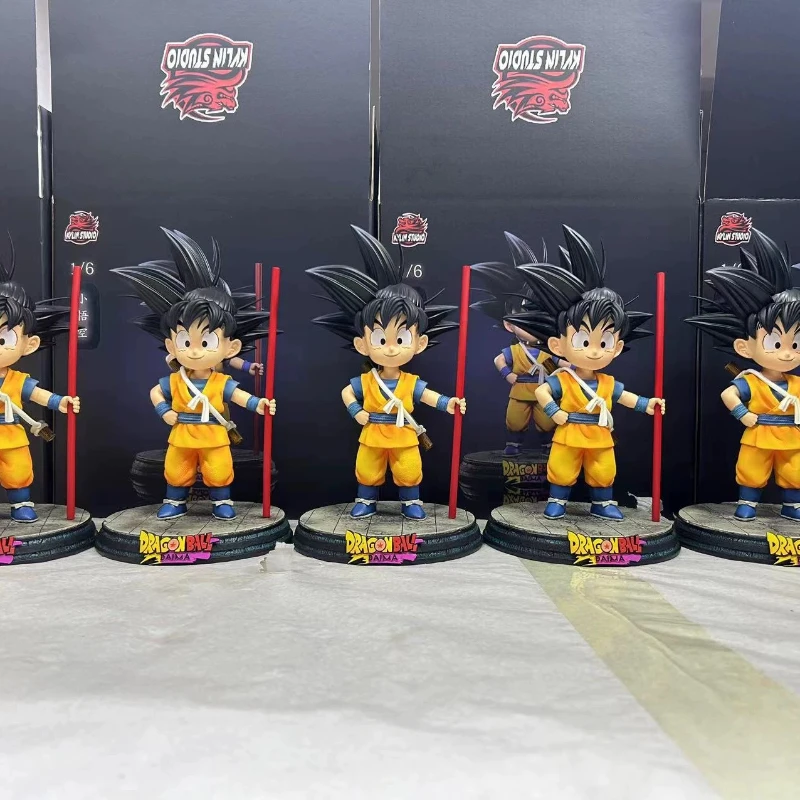 

Anime Dragon Ball Goku Figurine FC Q Version Take The Stick Kid Son Goku Action Figures PVC Car Ornament Decoration Toy Gifts