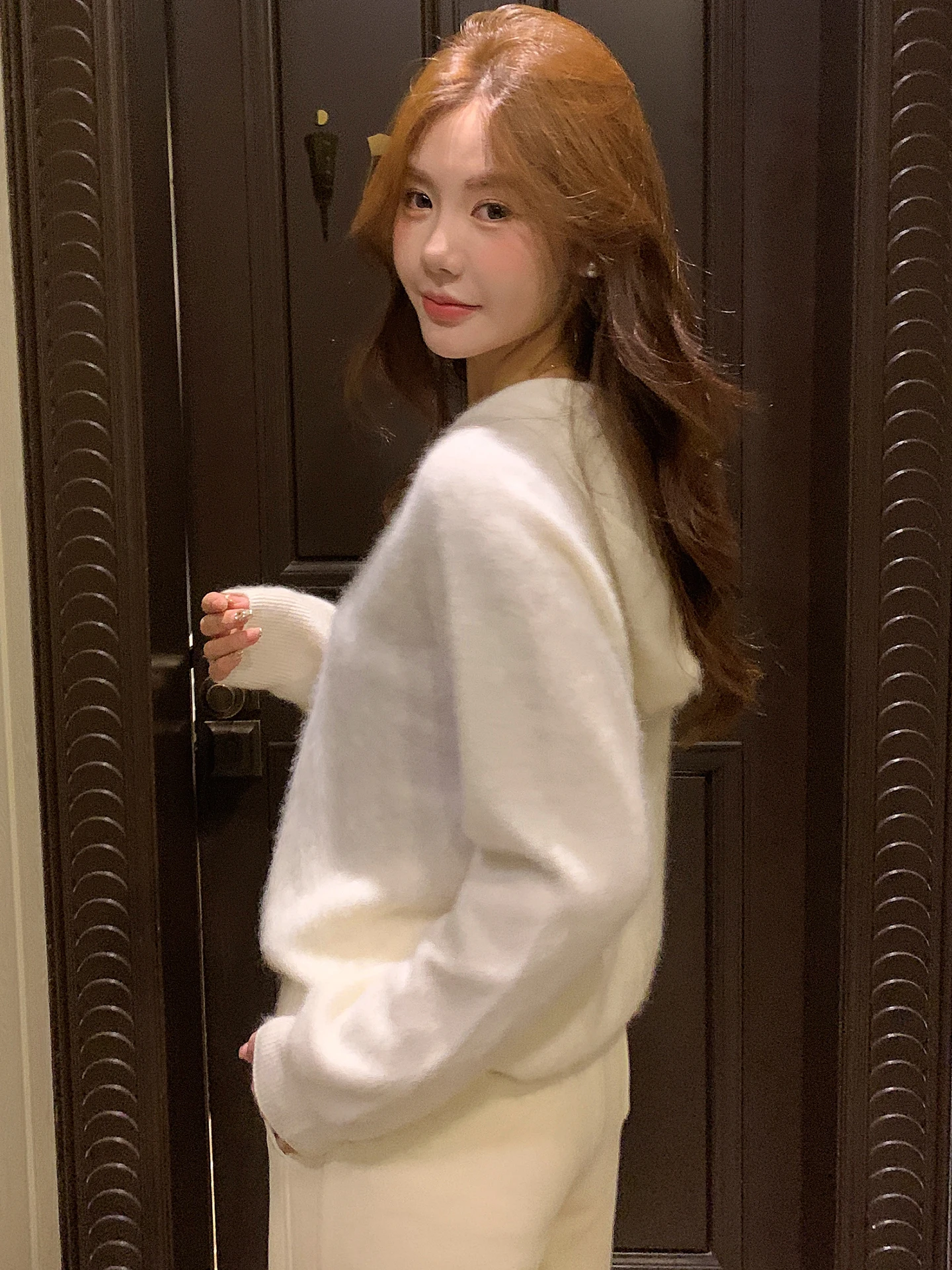 

Тяжелая вязаная толстовка с капюшоном Camere Wool Waed Fce, женский вязаный свитер свободного покроя, простой осенний Se...