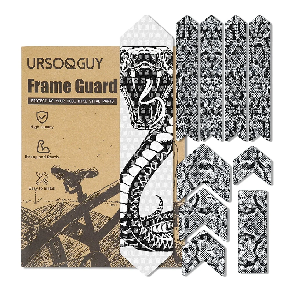 Snake Pattern Bike Frame Protection Stickers, Thick Vinyl Waterproof Scratch Resistant Decals for Mountain Bike