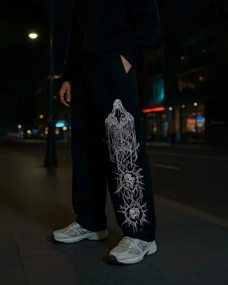 

Fitness Sports High Street Harajuku Y2K Men Women 25 New Loose Fit Dragon Soul Dark Trendy Streetwear Casual Joggers Trousers