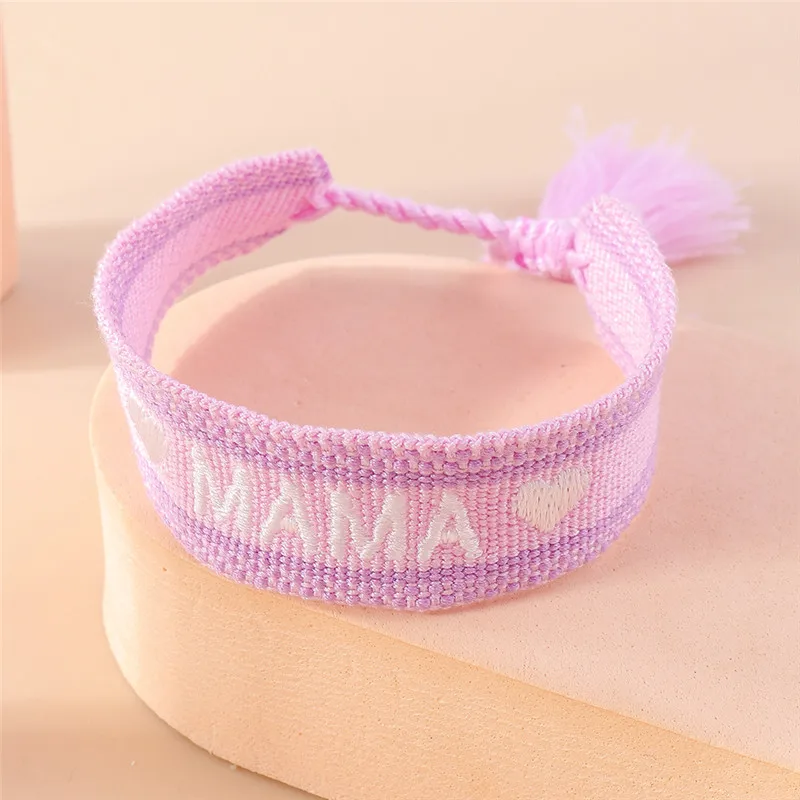 Neue Boho verstellbare gewebte Seil Armbänder Armreif Stickerei geflochtene Quaste beste Mutter Mama Armbänder für Muttertag Schmuck Geschenke – Detail 9