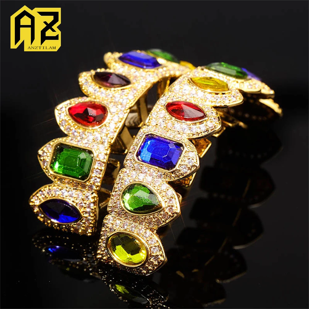 

Anztilam красивый цвет циркон грильz Iced Out грили зубной гриль мужчины женщины хип-хоп кепки латунные модные украшения Бесплатная доставка