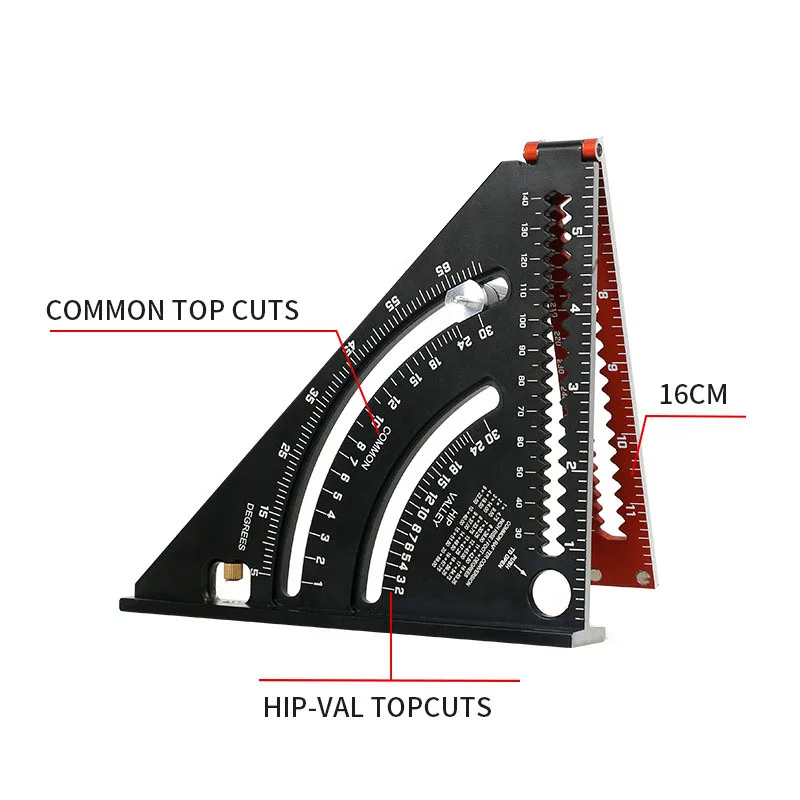 U50 Metric Aluminum Alloy Triangle Angle Ruler Protractor Woodworking Measurement Tool 30cm Quick Read Square Layout Gauge