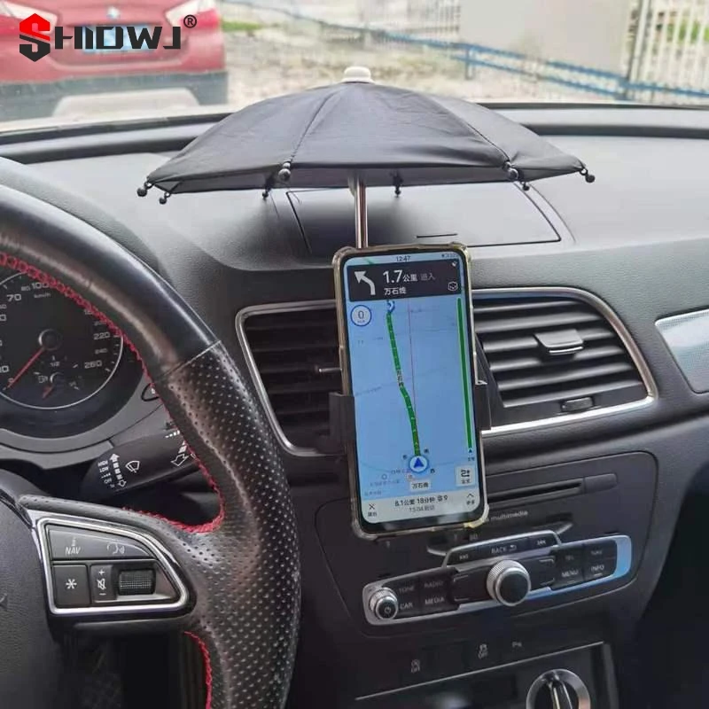 Auto Portable Mobile Phone Holder Car Mini Sunshade Rainproof Bike Motorcycle Decoration Phone Waterproof Stand Bracket Umbrella