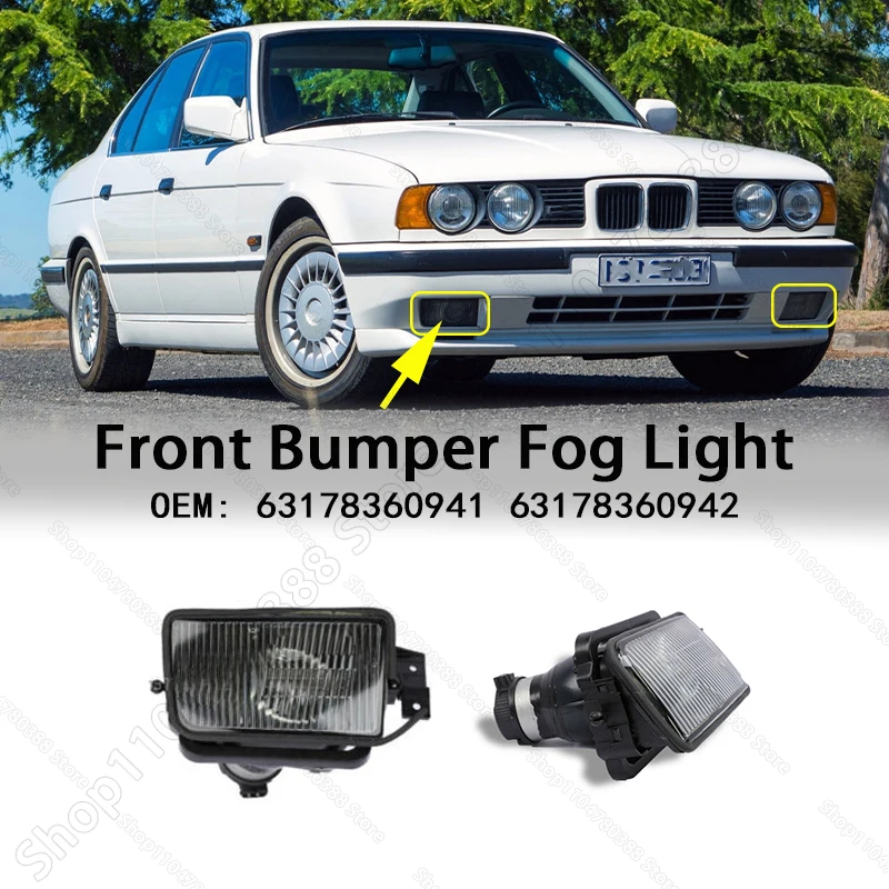 

Front Bumper Fog Light Lamp Cover (Without Bulb) For 1989-1996 BMW 525i 530i 535i 540i M5 (E34) 63178360941 63178360942