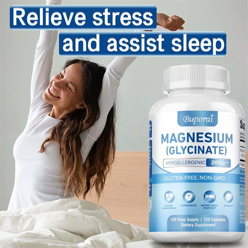 

Magnesium Glycinate - Promotes Natural Sleep, Reduces Stress and Anxiety, Magnesium Vitamin Supports Bone Health