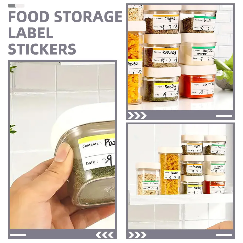 300Pcs Freezer Food Labels Writable Waterproof Adhesive Stickers for Food Date Expiry Content Tracking Home Grocery Bar