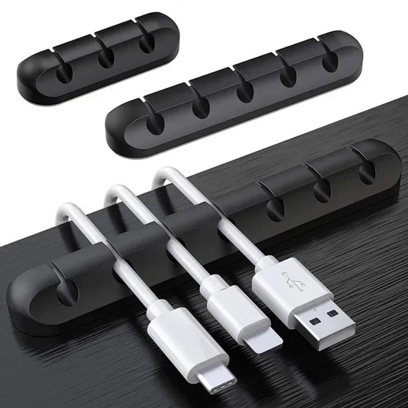 Silicone USB Cable Organizer USB Charging Cable Winder Desktop Tidy Management Clips Cable Holder For Mouse Earphone Accessories