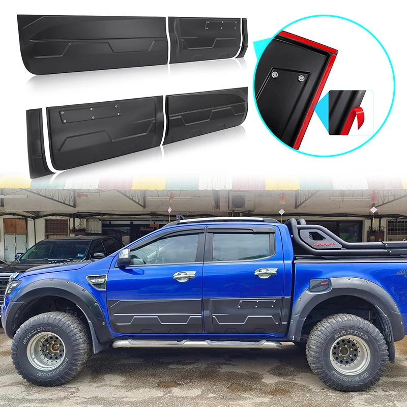 

Side Door Body cladding Molding Guards for Ford Ranger 2012-2022 T6 T7 T8 Wildtrak XLT XL XLS Double Cab Models Car Accessories