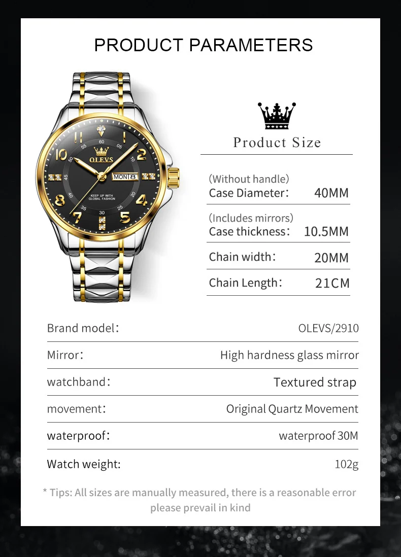 OLEVS New Men\'s Watch Fashion Classic Business Stainless Steel Calendar Digital Dial Luminous Waterproof Alloy Band Men\'s Watch