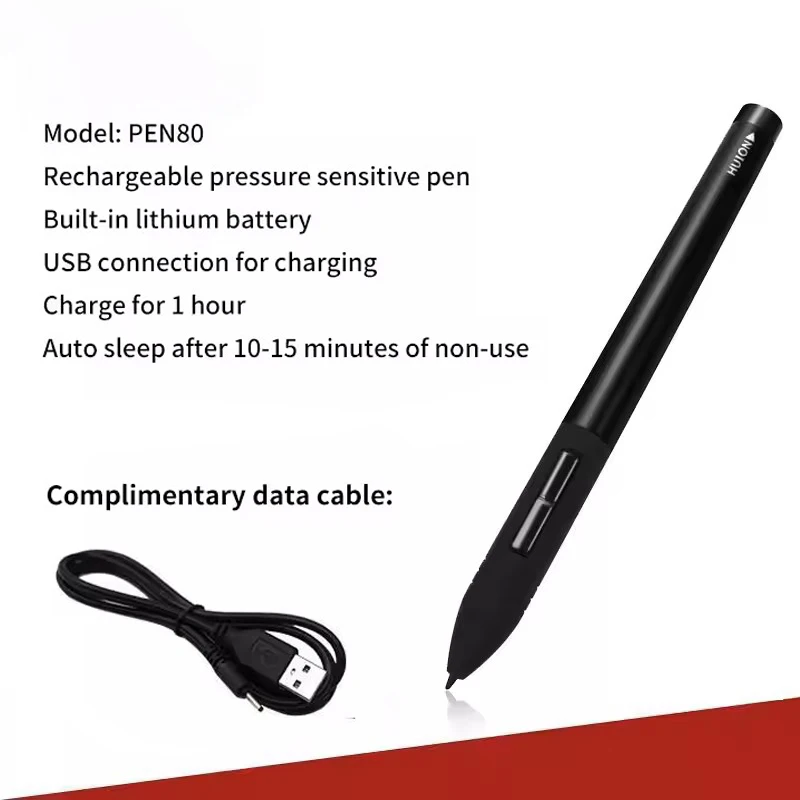 

Оригинальная перезаряжаемая ручка для цифрового стилуса P80 для профессиональной графической платы huio 420/H420/H610 GAOMON S56K/M106K/1060PR