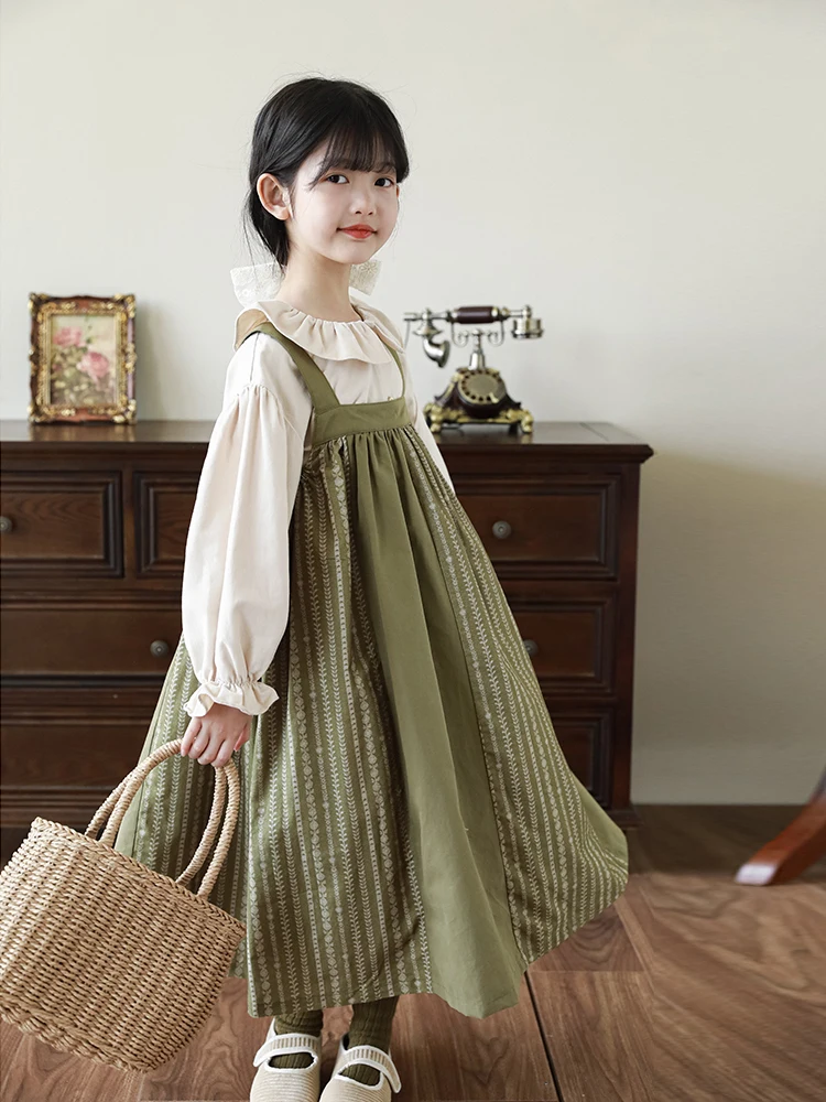 

Girls' Dress Spring and Autumn Large Loose Strap Dress Autumn Fashionable Casual Dress Princess Dress for Girls Mainland China