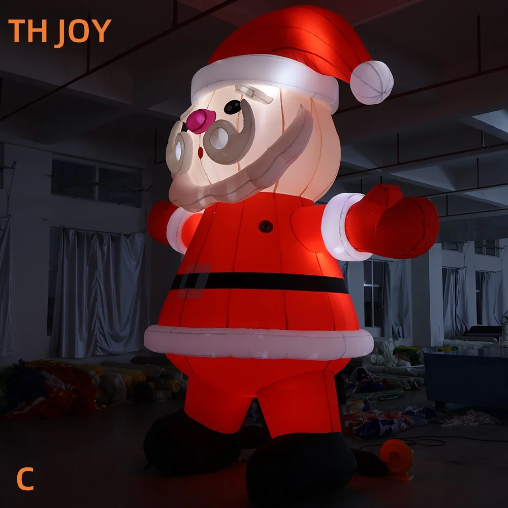 Bateau aérien rapide à porte, père noël gonflable de noël 2025 avec canne à sucre, dessins animés gonflables du père noël de 4m 13 pieds avec lumière
