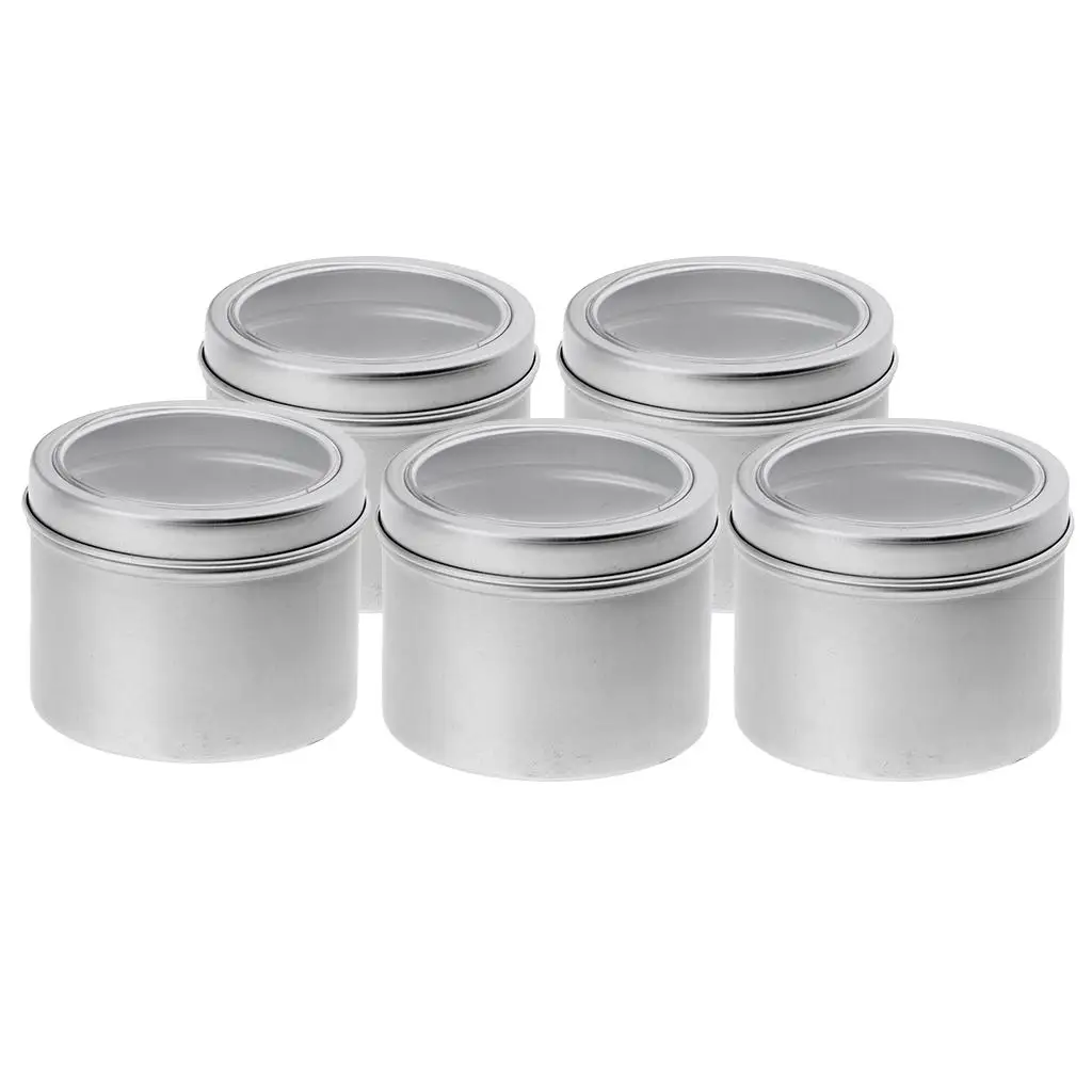 5Pc 100ml Aluminium Empty Cosmetic Pot Container Box Screw Lid