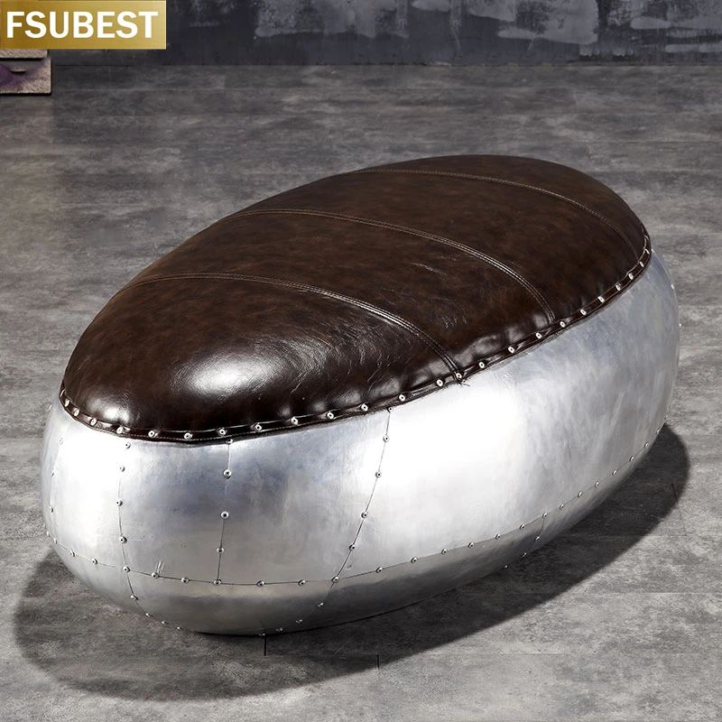 

FSUBEST American Loft Industrial Style Aluminum Rivet Personalized Oval Low Stool Creative Shoe Changing Stool Fashion Bar Bench