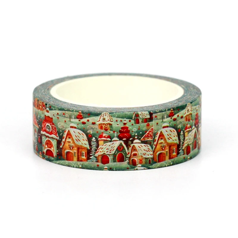 NEW 1PC 10M Decor Gingerbread Houses Christmas Washi Tape for Scrapbooking Journaling Adhesive Masking Tape Cute Stationary