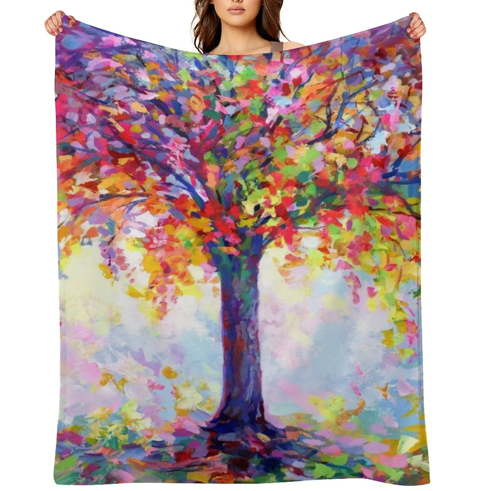 

Tree of Happiness Throw Blanket Hairy Bed Soft Beds Thins Blankets