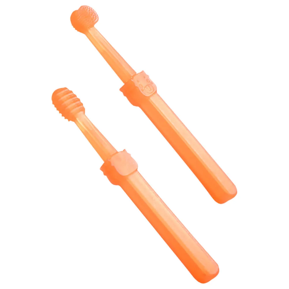

2 шт., детская зубная щетка, силиконовая мягкая детская зубная щетка на палец, комплект детских зубных щеток для ухода за полостью рта, очиститель зубов для малышей, скребок для языка