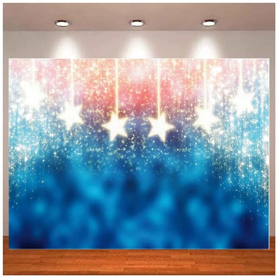 

Photography Backdrop For Christmas Star String Polka Dot Light Bokeh Pendant Wedding Stage Poster Photographic Background Banner