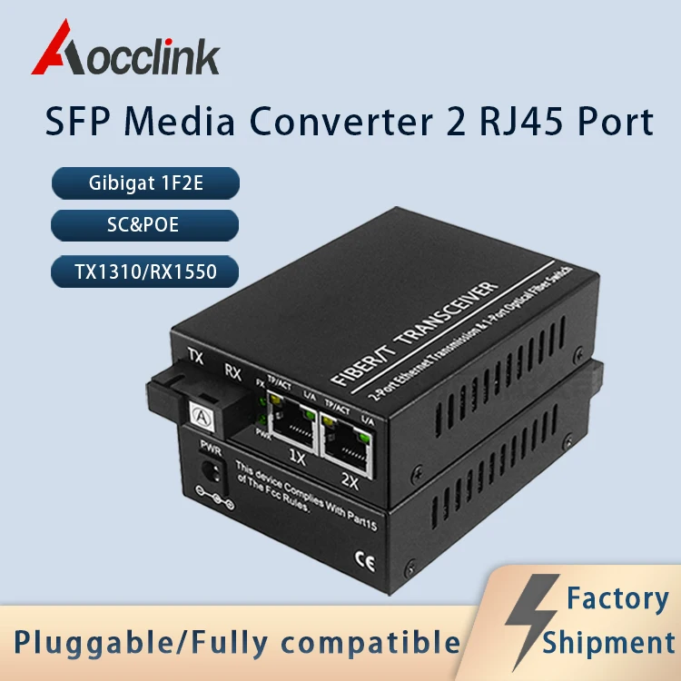 

20/40/80km Media Converter 100/1000M Gigabit Ethernet RJ45 Port SFP ; Single Mode Dual Fiber Optical Module SC Interface